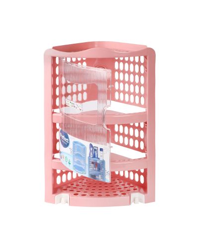 SUKHSON INDIA Plastic Wall Mount Bathroom Corner Extra Large Corner Cabinet Multipurpose Kitchen Bathroom Storage Rack Box Rack Shelff (Pink)