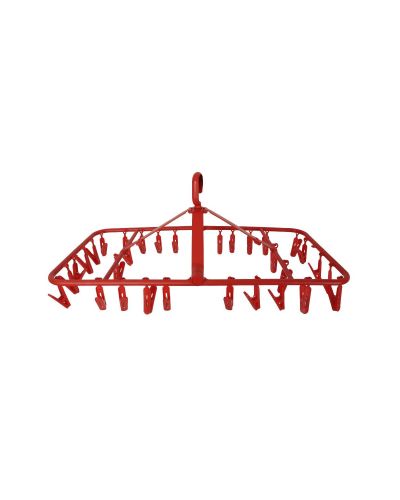 SUKHSON INDIA Plastic Square Easy Cloth Drying Stand Hanger with 32 Clips/pegs, Baby Clothes Hanger Stand, (Red, Set of 1)